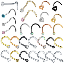 1PC 20G Steel Prong CZ Nose Screw Rings Nariz Earring Nostril Piercings Opal Twist Curved Bar Gem Nose Bone Stud Rings Jewelry 2024 - buy cheap