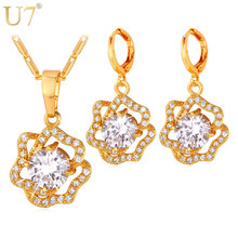 U7 Cubic Zirconia Jewelry Sets For Women Gold/Silver Color Romantic Flower Earrings And Necklace Set Wholesale S726 2024 - buy cheap