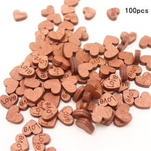 100pcs Retro Color Wooden Love Heart Shapes Laser Embellishments DIY Craft Card Decor 2024 - buy cheap