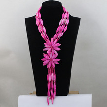 Shinny colar de casamento feminino, colar de flores rosa de concha perolada feita à mão joias para mulheres 2017 frete grátis fp165 2024 - compre barato