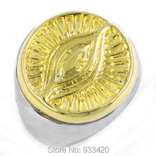 Free Shipping! Gold Eye Masonic Ring Stainless Steel Jewelry Freemasonry Masonic Biker Ring SWR0234 2024 - buy cheap