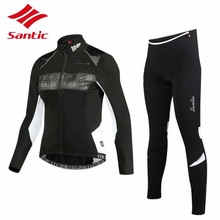 Santigo conjunto de roupa de ciclismo feminina, camisetas térmicas de flanela para ciclismo ao ar livre roupas de bicicleta de estrada roupas de ciclismo 2024 - compre barato