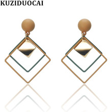 Kuziduocai brincos de moda feminina, jóias curvas quadrados e de pendurar em caixa, forma de gota para meninas 2024 - compre barato