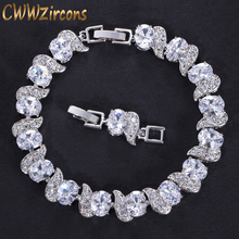 CWWZircons Top Quality Stunning CZ Women Fashion Jewelry Clear White Cubic Zirconia Stone Bracelet for Ladies Gift CB176 2024 - buy cheap