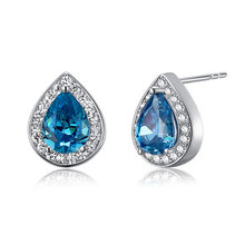 Peacock Star 1 Carat Pear Cut Blue Solid 925 Sterling Silver Stud Earrings Jewelry CFE8033 2024 - buy cheap
