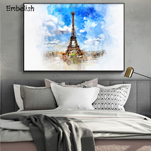 Embelish 1 Pieces Watercolor Paris Tower Landscape Modern Home Decor Wall Art Pictures For Living Room HD Print Canvas Paintings 2024 - buy cheap