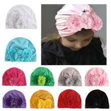 Yundfly-bonés para recém-nascidos, gorro elástico, flores, chiffon, mistura de algodão, feminino, acessórios para cabelo 2024 - compre barato