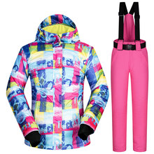 Roupa de esqui de inverno feminina, roupa de ski à prova de vento para áreas externas jaquetas e calças para esqui e snowboard 2024 - compre barato