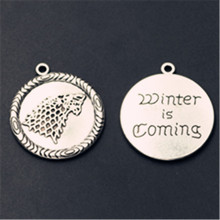 4pcs Silver Plated Winter is Coming Charm round tablets Alloy Pendant DIY Metal Earrings Necklace Jewelry Handmade  Accessories 2024 - buy cheap