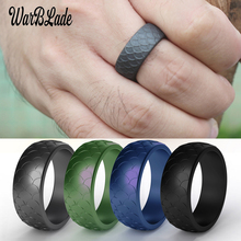 Anillos de silicona de grado alimenticio FDA para hombres, bandas de goma de boda de 8,7mm, patrón de escala de pescado, anillo de silicona Flexible hipoalergénico 2024 - compra barato