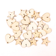 Home Decoration Hanging Ornament Accessory Painting Scrapbooking Craft Wooden DIY Star Heart Shape Handmade 30mm 20pcs MZ269 2024 - buy cheap