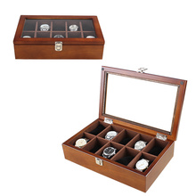 Han-Caja expositor de relojes de madera con 10 ranuras, caja de almacenamiento de reloj mecánico negro de moda, estuche de regalo para joyería para mujer W030 2024 - compra barato