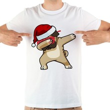 Untar Santa pug camiseta divertida hombres JOLLYPEACH 2018 blanco nuevo casual de manga corta homme bien dab perro regalo de Navidad t camisa 2024 - compra barato