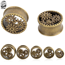 Pair Retro Style Gear Ear Tunnels Plugs and Gauges Fashion Body Piercing Ear Expander Reamer 8mm-25mm Brass Golden 2024 - buy cheap