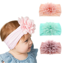 Nishine-Diadema de gasa con flores para bebé, 10 unidades/lote elástico suave, bandana ancha de nailon para recién nacido, accesorios para la cabeza para fotos 2024 - compra barato