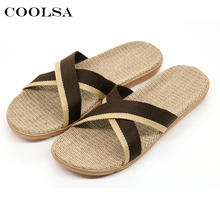 Coolsa Summer Men Flax Flip Flop Canvas Linen Non-Slip Designer Flat Slides Indoor Slippers Man Beach Sandals Casual Straw Shoes 2024 - buy cheap