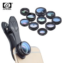 APEXEL-Juego de lentes de cámara universal, lente telescópica con filtro CPL, ojo de pez de ángulo de ancho, macro, kit para casi teléfonos inteligentes, 10 en 1 2024 - compra barato