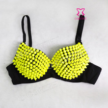 Cores doces Push Up Bra Top Sexy resina Rivet Studded Bras Punk Corsage Underwear mulheres Lingerie Club Wear Brassiere 2024 - compre barato