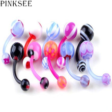 PINKSEE 10Pcs /lot Fashion Flexible Acrylic Navel Belly Bars Barbell Body Piercing Jewelry 2024 - buy cheap