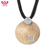Gold Round Crystal Pendant Necklace for Women Multi-Layers Black Leather Choker Necklace Women Jewelry Simple Style Party Gift 2024 - buy cheap