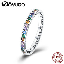 Женское классическое кольцо DOYUBO, из серебра 925 пробы с цветным кубическим цирконием, обручальное кольцо из настоящего серебра AGB003 2024 - купить недорого