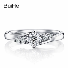 BAIHE Solid 18K White Gold 0.20ct Round Wedding Natural Diamond ring for Women wedding Band Trendy Fine Jewelry кольцо кольца 2024 - buy cheap