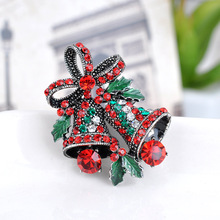 LUBOV HIgh-end crystal rhinestone Christmas small bell brooch European Fashion Glazed Breastpin Women Christmas Gift Jewelry 2024 - buy cheap