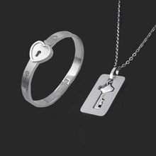 Dropshipping Fashion Bracelet Bangle Couple Stainless Steel Key Pendant Necklace For Women Men Lover Jewelry Gifts 2024 - buy cheap