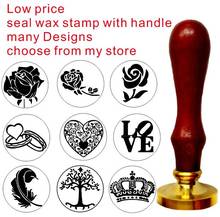 Feather Rose Tree Wax Seal Stamp With Wood Handle DIY Ancient Seal Retro Stamp Wedding Invitation Antique Stamp Gift 2024 - buy cheap