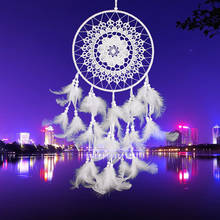 White Lace Flower Dreamcatcher Wind Chimes Indian Style Feather Pendant Dream Catcher for home Car wall decorations Ornament 2024 - buy cheap