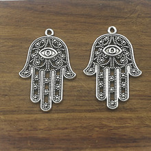 10pcs Charms fatima hand hamsa palm protection 42*28mm Tibetan Silver Plated Pendants Antique Jewelry Making DIY Handmade Craft 2024 - buy cheap