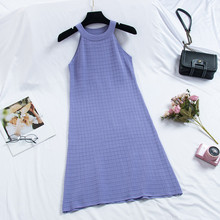 Sanishroly-vestido ajustado de punto sin mangas para verano, traje ajustado para mujer, cuello colgante, suéter, 2019 2024 - compra barato