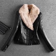 New Spring And Winter Leather Short  Rabbit Fur Collar PU Leather Jacket plus size 4XL 2024 - buy cheap