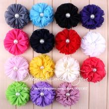 200pcs/lot  6.5CM 15 Colors Newborn Fashion Artificial Hair Flowers With Pearl Button Chic Chiffon Flower Accessories For Baby 2024 - buy cheap