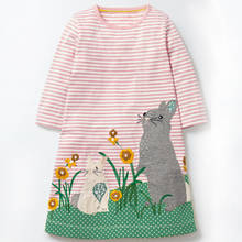 Платье для маленьких девочек платье с милым кроликом и животными платья принцессы с длинными рукавами Детская осенняя одежда для детей от 2 до 6 лет 2024 - купить недорого