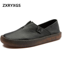 Best Sale Handmade Genuine Leather Shoes Women Flats 2020 New Comfortable Breathable Casual Shoes Non-slip Women Flat Shoes 2024 - buy cheap