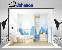 Bedroom Bed Bookcase Table Window Ladder Clock photo backdrop   Computer print children kids backgrounds 2024 - buy cheap