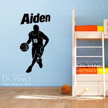 Basketball Player Vinyl Wall Decal Personalized Custom Boy Name Basketball Sport Art Wall Sticker Bedroom Home Decoration 2024 - buy cheap