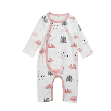 Хлопковая пижама унисекс с длинными рукавами и кнопками для маленьких детей, пижама с изображением фламинго, ночная одежда 2024 - купить недорого