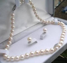 8-9mm Natural White Akoya Cultured Pearl Earrings Necklace Jewelry Set 18" 2024 - buy cheap