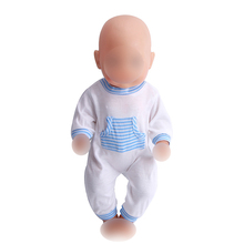 Roupas de boneca adorável branco de uma peça pijamas macacões caber 43 cm bonecas do bebê e 18 polegada menina bonecas acessórios a5 2024 - compre barato
