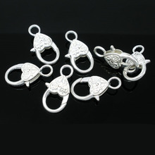 Doreen Box Lovely 10 Silver color Heart Shape Lobster Clasps 25x13mm  (B06358) 2024 - buy cheap