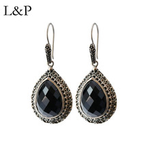 L&P Fine Jewelry Agate Drop Earrings For Women Real 925 Silver Retro Handmade Pierced Dangle Earrings Brincos For Anniversary 2024 - buy cheap