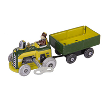 Tractor y remolque Vintage Unisex, juguete de estaño coleccionable con llave de viento, juguetes educativos clásicos de plástico, regalo amarillo para chico 2024 - compra barato