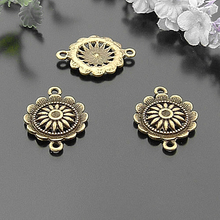 (21539)30PCS 20.5MM Antique Bronze Zinc Alloy Sunflowers 2 Holes Connect Charms Jewelry Findings Accessories 2024 - buy cheap