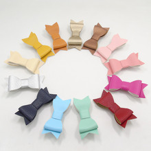13pcs/lot Synthetic Leather Bow Hair Clip Fashion Hot Pink Yellow Orange Mint Girls Barrettes Newborn Children Teen Hairpin 2024 - buy cheap