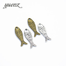 YuenZ-collar de aleación de Zinc con forma de pez, joyería hecha a mano, 15 Uds., 2 colores, 23,5x7mm, D776 2024 - compra barato