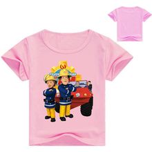 Camiseta de manga corta para niño y niña, 2018 Camisa de algodón con estampado de dibujos animados de bombero Sam, ropa para niños, 100% 2024 - compra barato