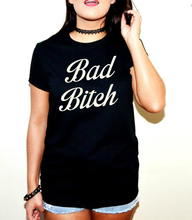 Camiseta feminina estampada bad bitch, camiseta casual de algodão hipster engraçada, para moças, top, drop shipping 2024 - compre barato