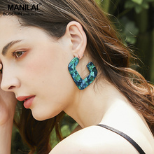 MANILAI Big Acrylic Earrings For Women Acetate Tortoiseshell Stud Earrings Statement Jewelry Fashion Leopard Brincos 2024 - buy cheap